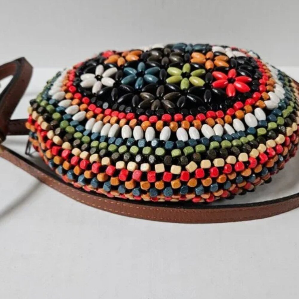 Patricia Nash Scafati Colorful Wooden Bead Canteen Crossbody Bag - Picture 4 of 9